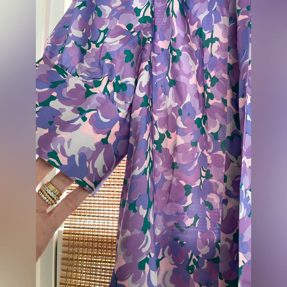 J Crew Collection Pink Purple Lilac Ratti Floral tie bow neck Blouse size M NWT - Picture 5 of 7